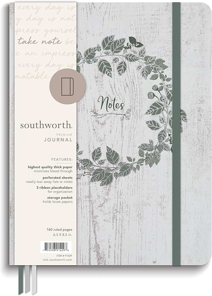 Large Rustic Sage Botanical Journal, 6.5" x 8.5"