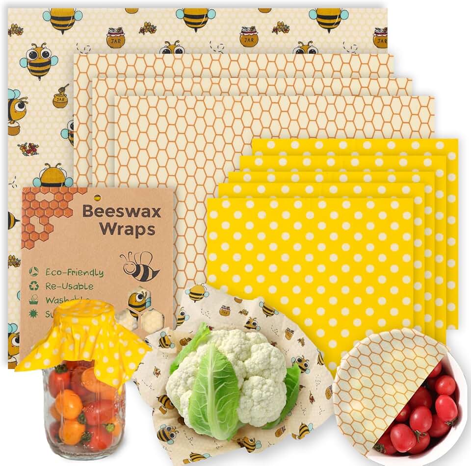 Reusable beeswax food wraps, 9-pack for storage