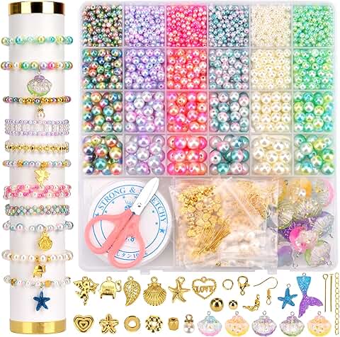 Colorful Round Pearl Beads for Jewelry Making Kit