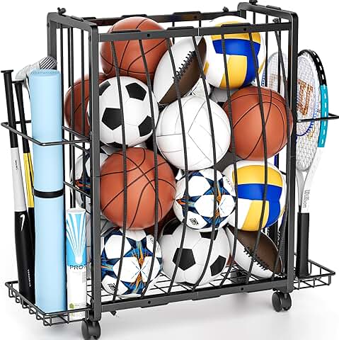 Rolling Sports Equipment Storage Cart