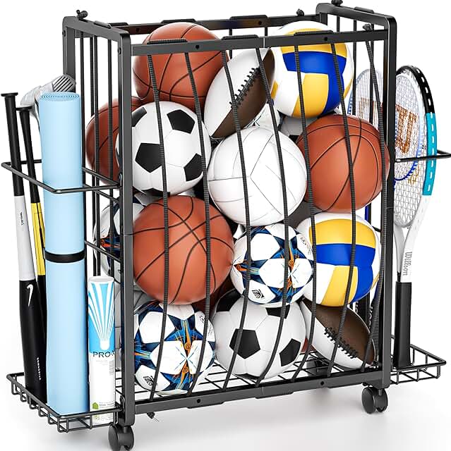 Rolling Sports Equipment Storage Cart