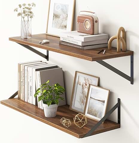 Deep Walnut Floating Shelves, 30 Inches Long