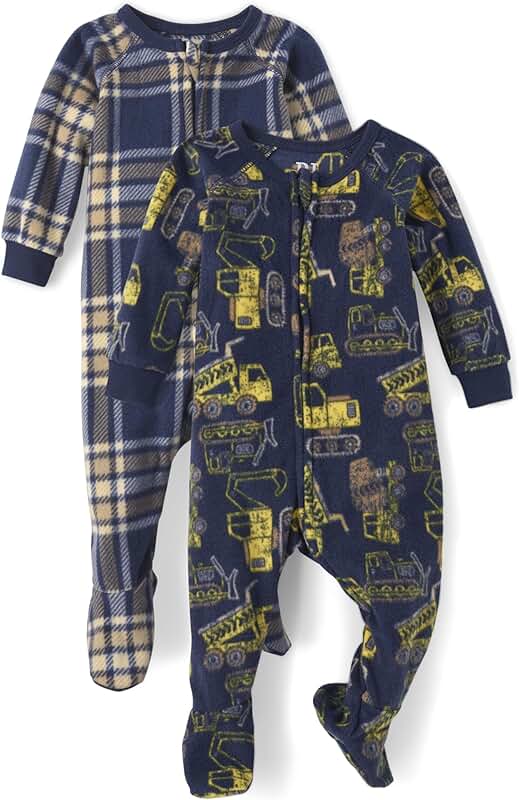 Baby Boys' Fleece Zip-Front Footed Pajama Set
