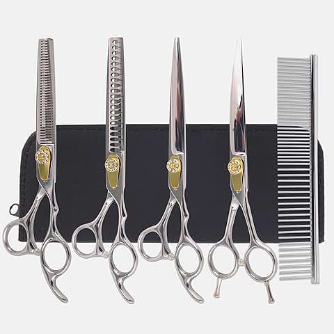 7-Inch Dog Grooming Scissors Kit with 6 Tools
