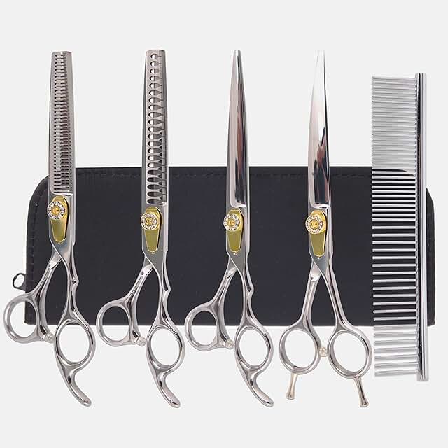 7-Inch Dog Grooming Scissors Kit with 6 Tools