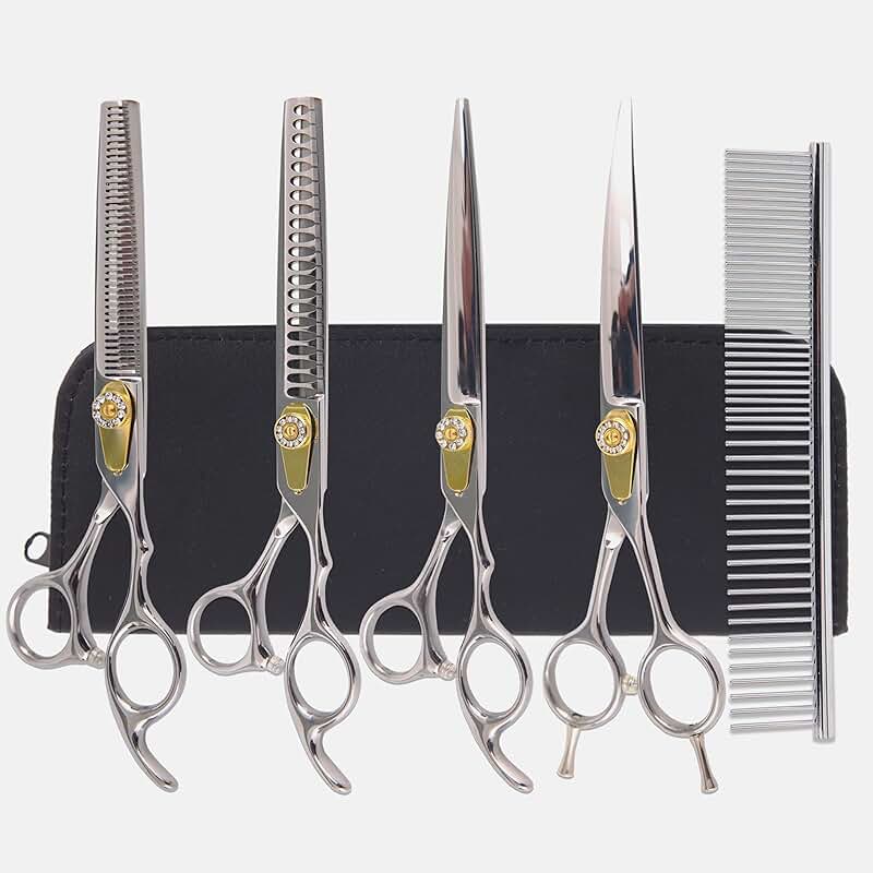 7-Inch Dog Grooming Scissors Kit with 6 Tools