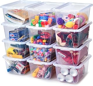 Stackable Clear Plastic Storage Bins with Lids, 12 Pack