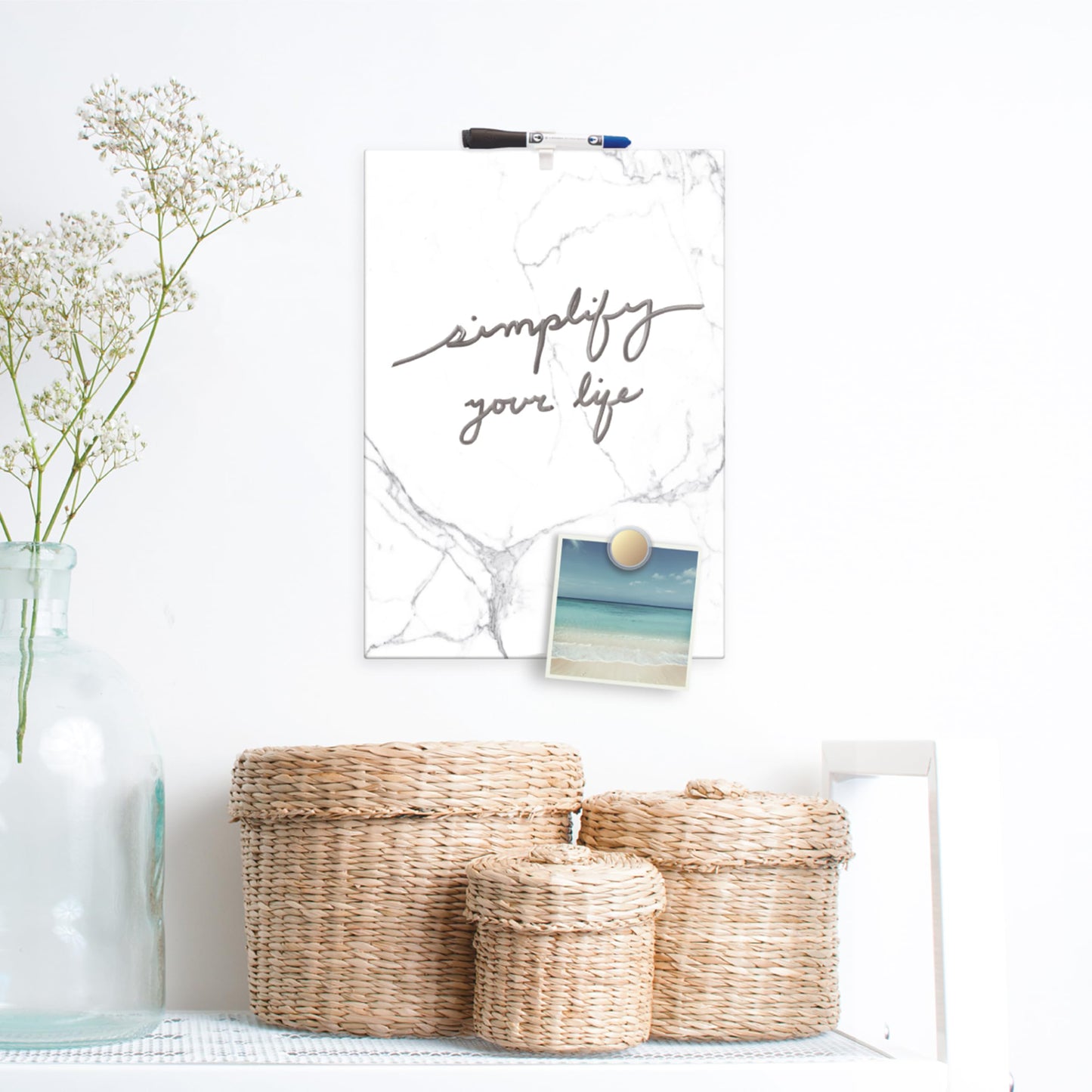 Magnetic Marble Print Dry Erase Board, 11 x 15.5 inches