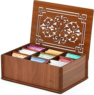 Premium Wood Tea Storage Box with 9 Compartments
