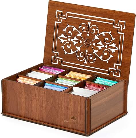 Premium Wood Tea Storage Box with 9 Compartments