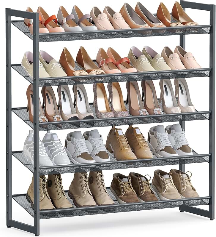 5-Tier Metal Shoe Organizer for 20-25 Pairs