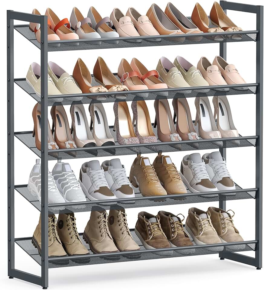 5-Tier Metal Shoe Organizer for 20-25 Pairs