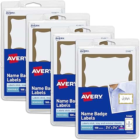 Gold Border Name Tags, 400 Pack