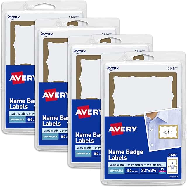 Gold Border Name Tags, 400 Pack