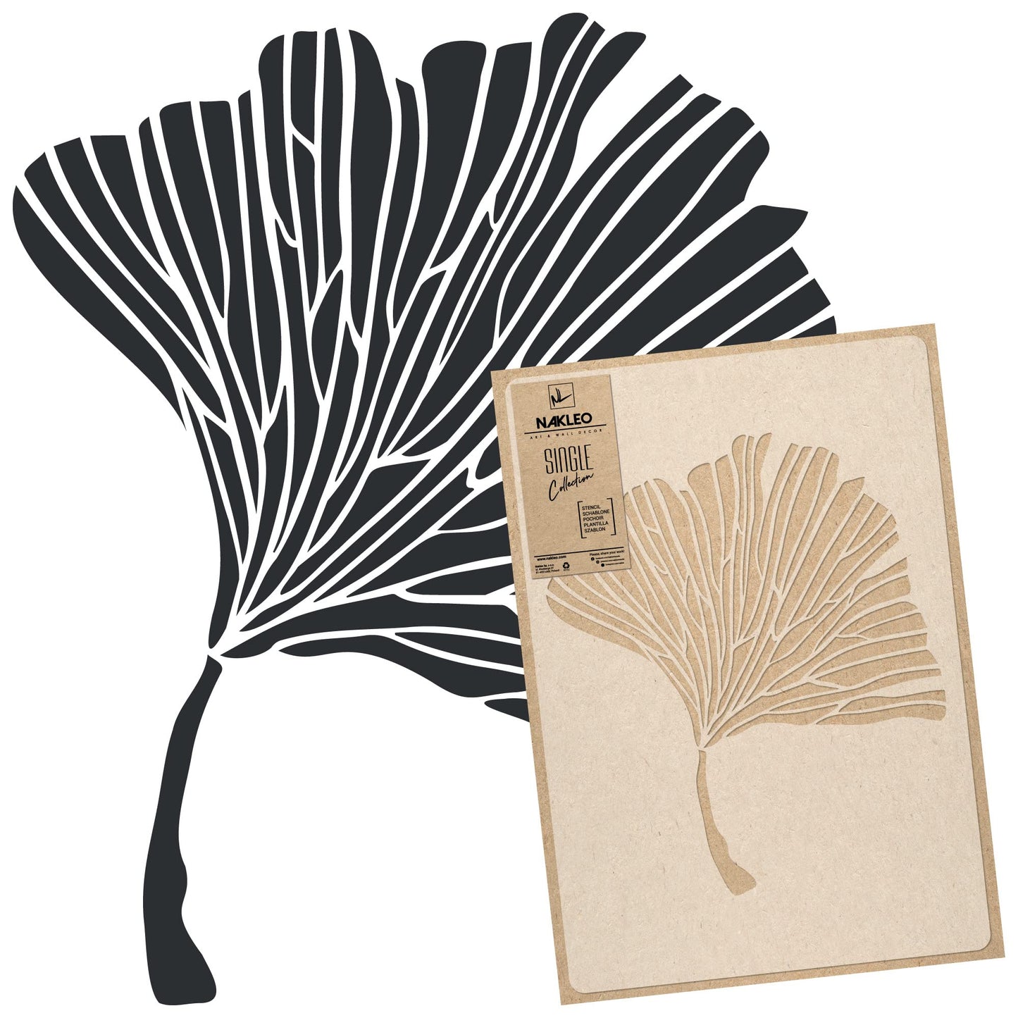 Reusable Plastic Wall Template 43x64cm Ginkgo Leaf Maidenhair Tree