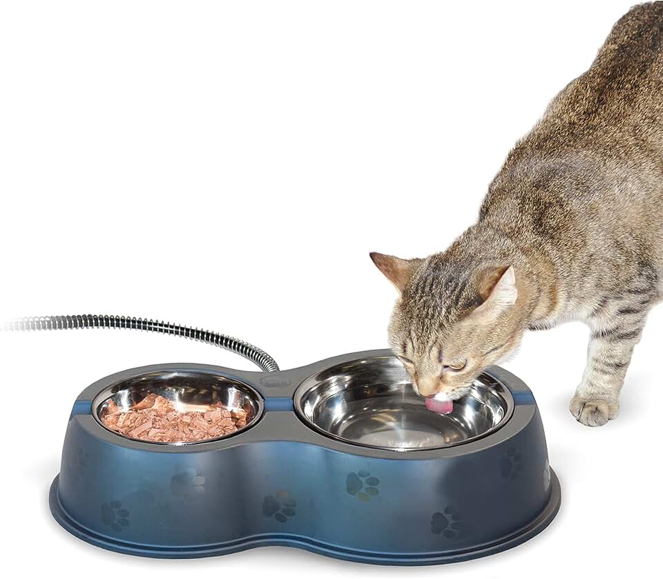 Outdoor Heated Cat Food and Water Bowls, 12oz/24oz
