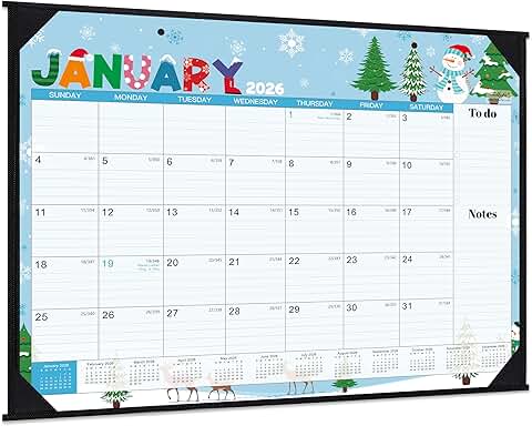 Large 2026 Desk Calendar with Notes and Themes