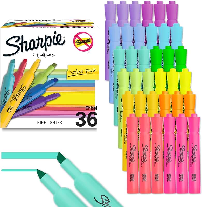 12 Assorted Chisel Tip Highlighters for Study and Office