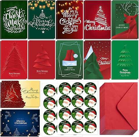 24 Christmas Cards with Envelopes and Stickers