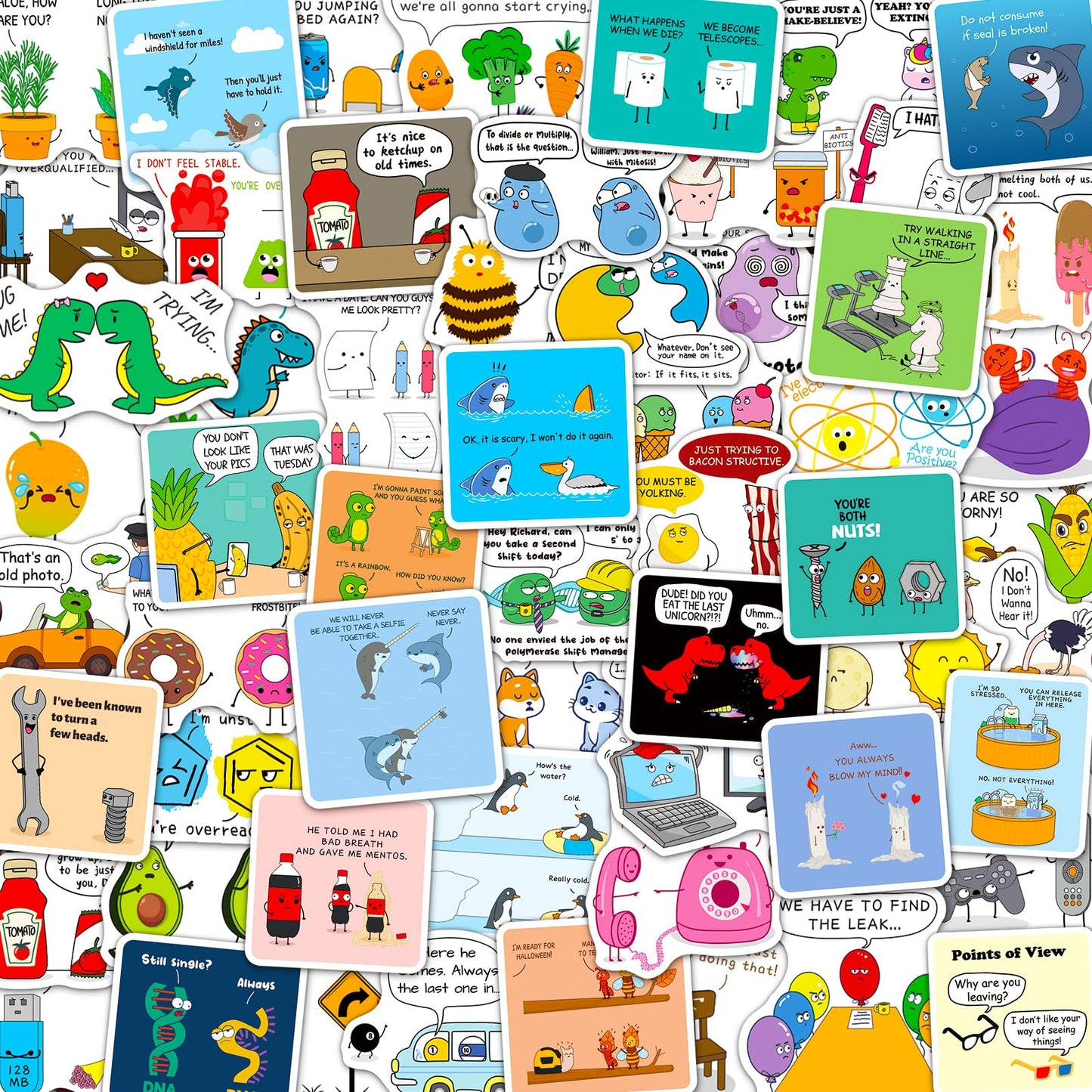 100 Waterproof Funny Meme Vinyl Stickers for Kids Teens Adults