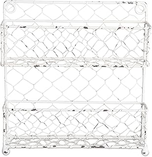 Vintage Metal Pantry Spice Rack, 2 Tiers, White