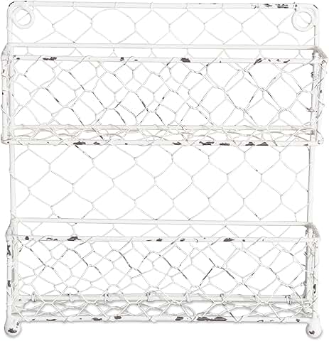 Vintage Metal Pantry Spice Rack, 2 Tiers, White