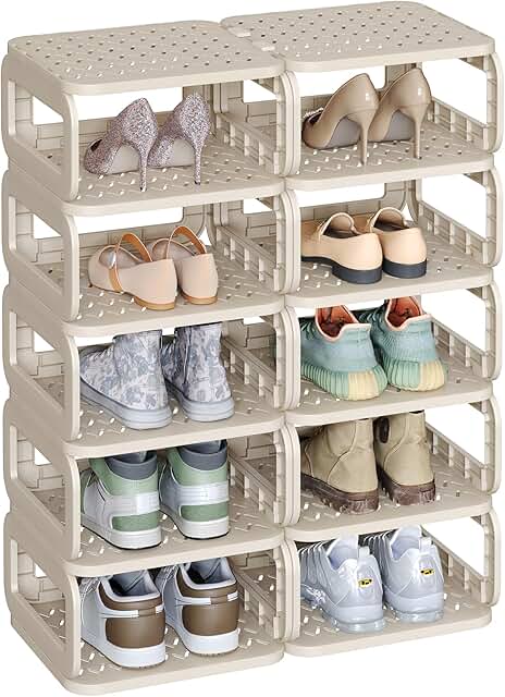 Narrow 12-Shelf Shoe Organizer for Entryway and Living Room