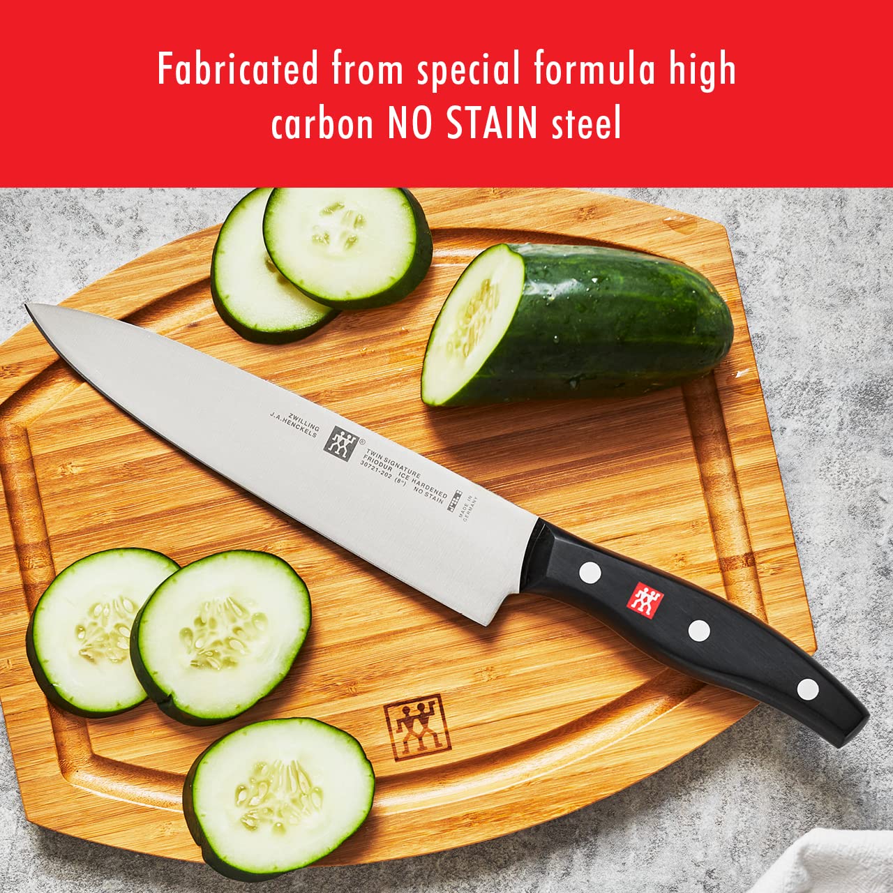 Twin Signature 3-pc German Knife Set, Razor-Sharp, Made in Company-Owned German Factory with Special Formula Steel perfected for almost 300 Years, Dishwasher Safe