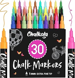 Set of 30 Extra Fine Tip Liquid Chalk Markers