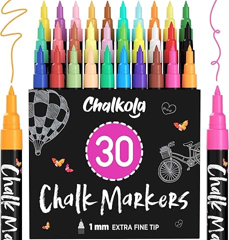 Set of 30 Extra Fine Tip Liquid Chalk Markers