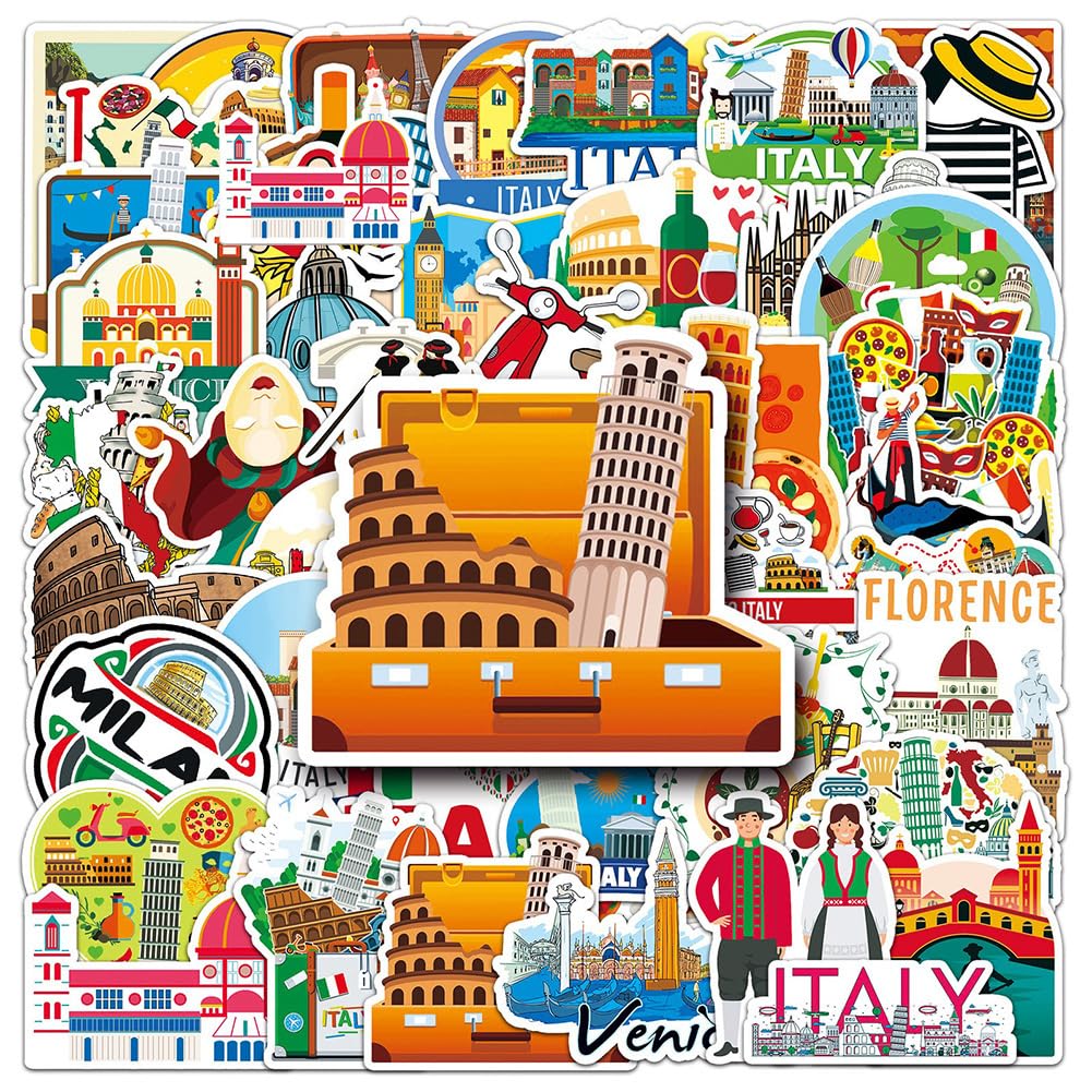 50 Waterproof Italian Vinyl Stickers for Water Bottles and More