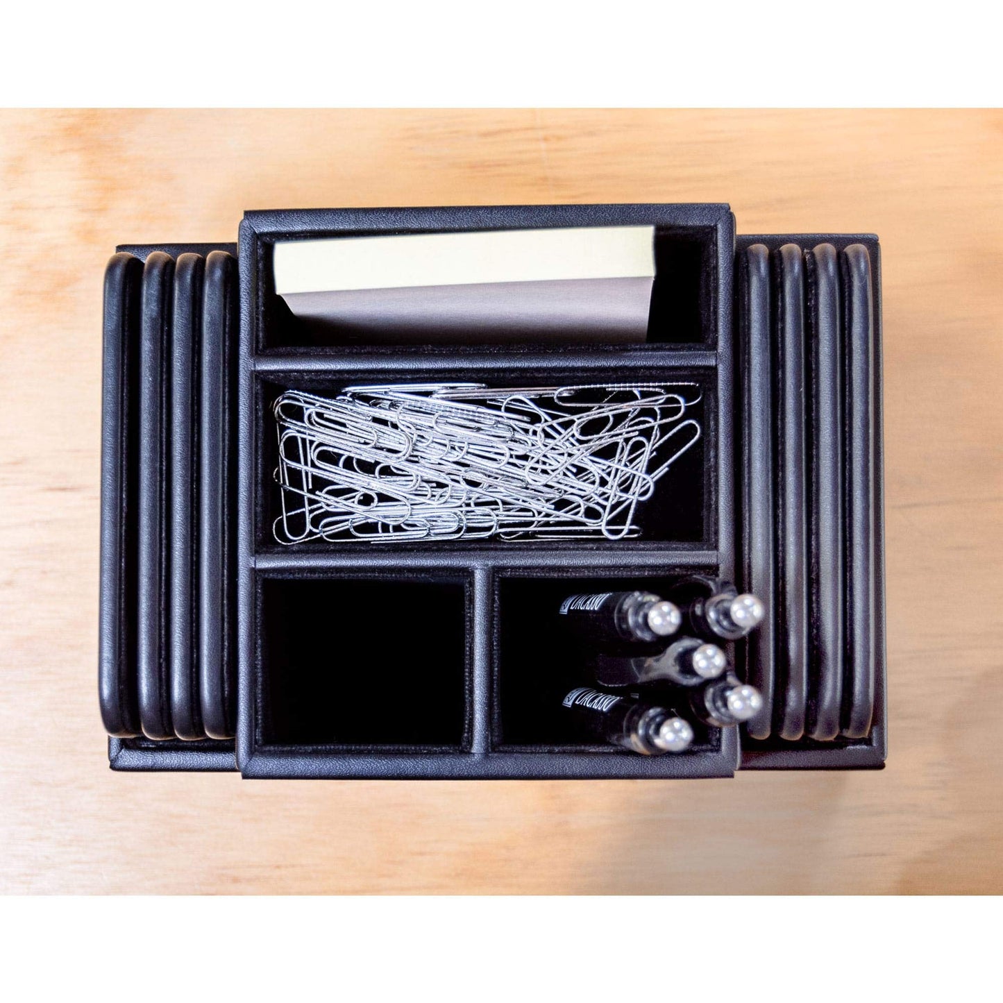 Black Leather Coaster Set with Holder
