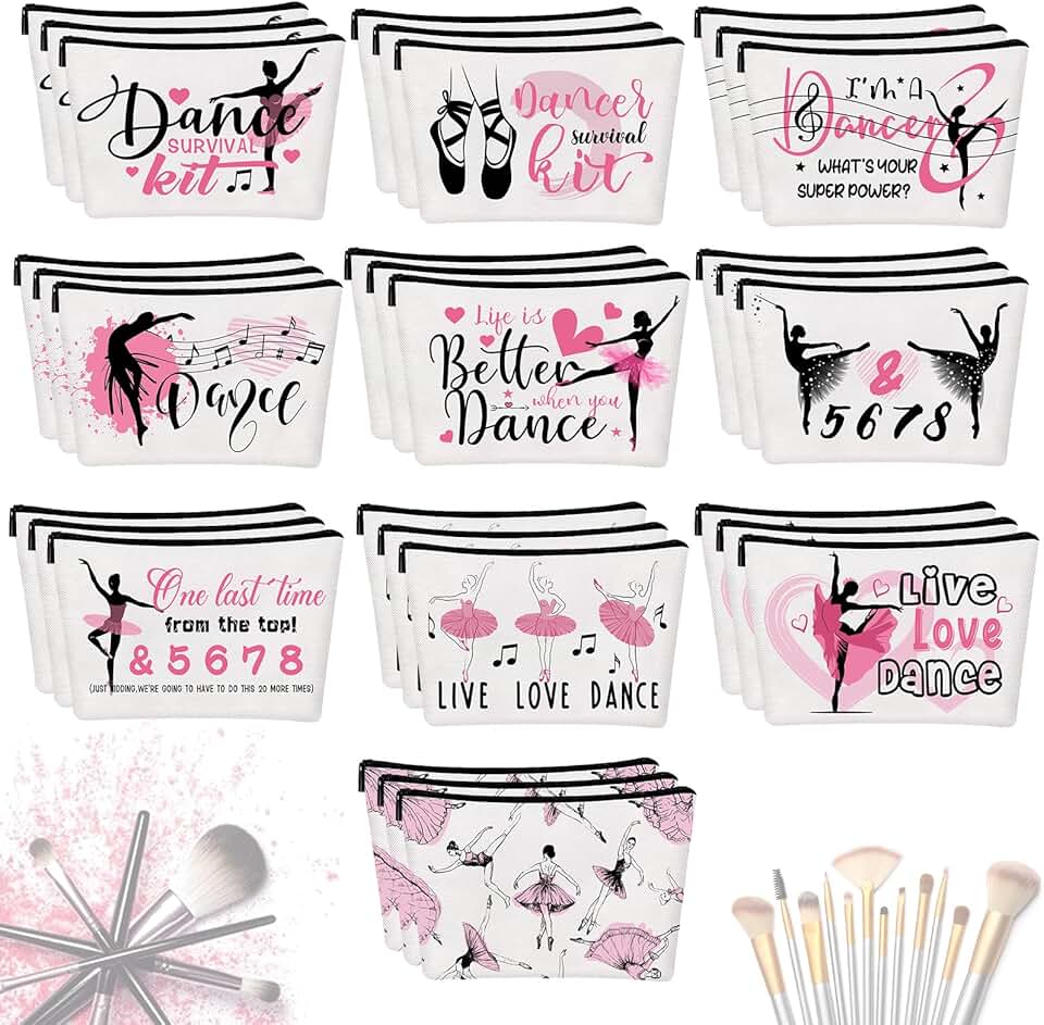 30 Pcs Christmas Dancer Appreciation Gift Canvas Makeup Bags