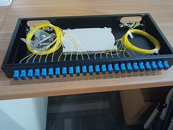 24-Port SC Rack Mount Enclosure with Splice Trays and Fiber Cables