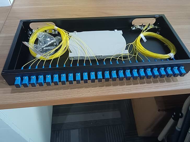 24-Port SC Rack Mount Enclosure with Splice Trays and Fiber Cables