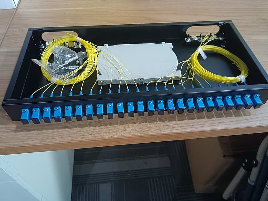 24-Port SC Rack Mount Enclosure with Splice Trays and Fiber Cables