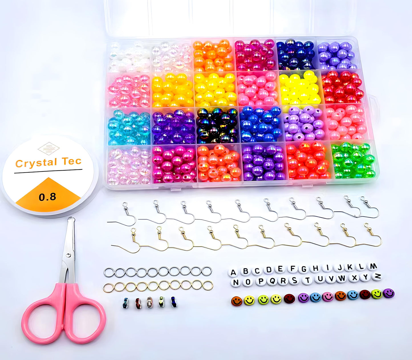 24-Color 8mm Pearl Bead Jewelry Making Kit for DIY Crafts