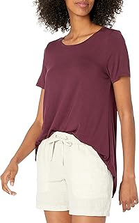 Women's Burgundy Relaxed Short-Sleeve Scoopneck T-Shirt