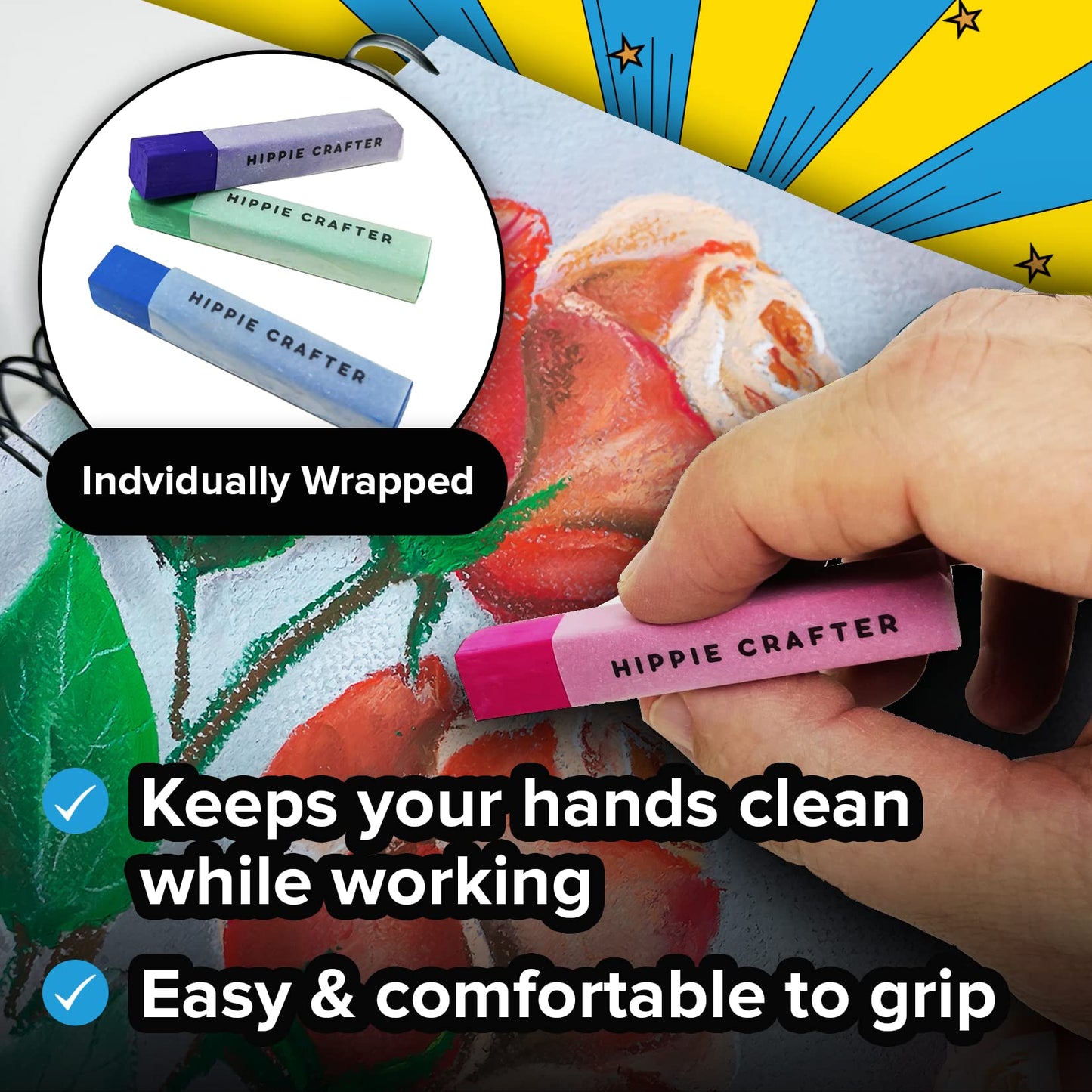24 Soft Chalk Pastels Art Supplies Set
