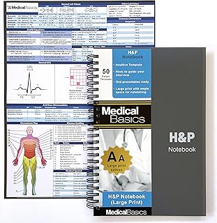 Large Print Medical History and Physical Notebook with 50 Templates