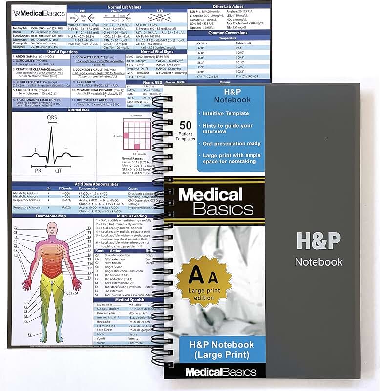 Large Print Medical History and Physical Notebook with 50 Templates