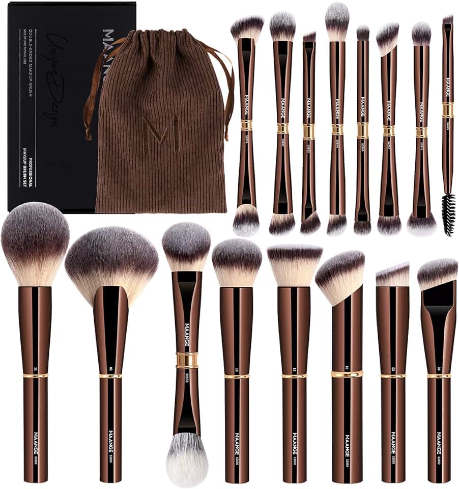 16-Piece Professional Makeup Brush Set with Bag