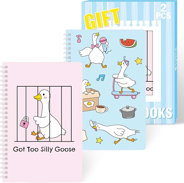 Cute Spiral Notebooks, 2 Pack, 50 Sheets Each
