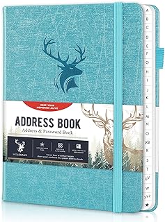 Large Print Hardcover Address Book with Tabs and Back Pocket