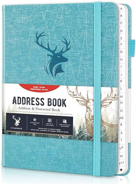 Large Print Hardcover Address Book with Tabs and Back Pocket
