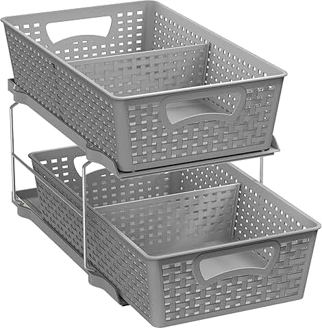 Two-Tier Bathroom Organizer with Pull-Out Drawer