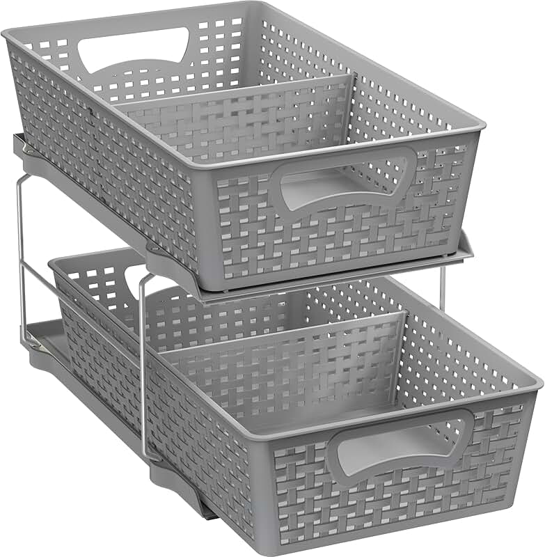 Two-Tier Bathroom Organizer with Pull-Out Drawer