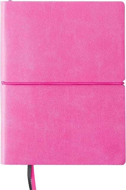Pink and black pocket journal with elastic closure