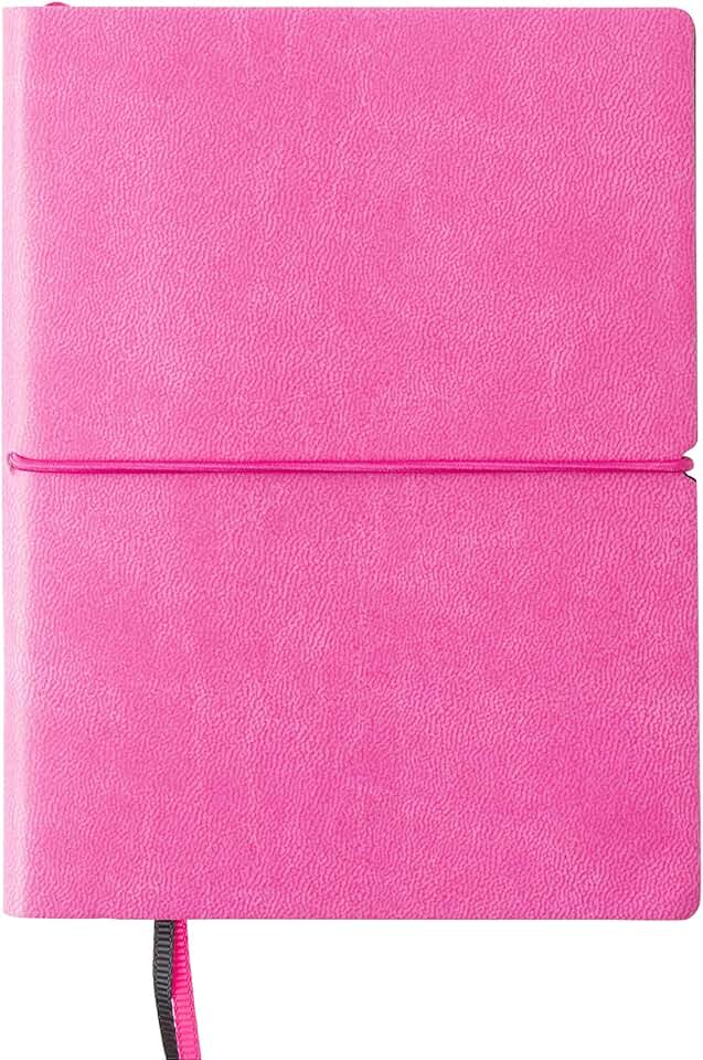 Pink and black pocket journal with elastic closure