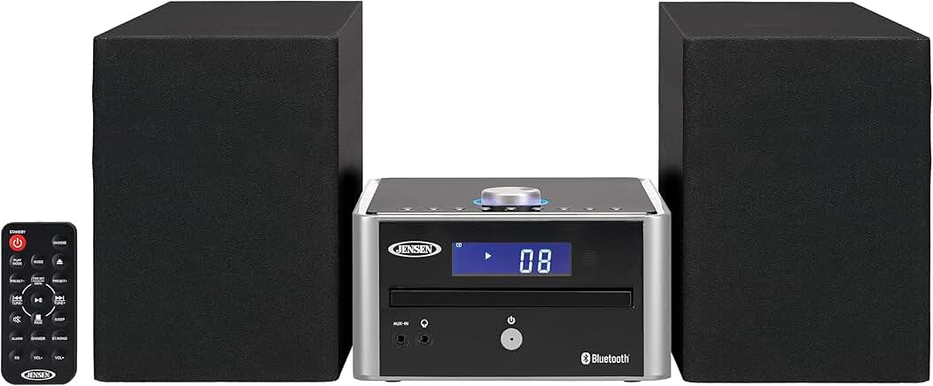3-Piece Compact Bluetooth Stereo Shelf System with CD and AM/FM Radio